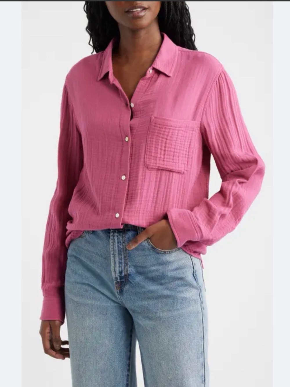 Eddie Bauer Dusty Rose Pink Button-Down Shirt 100%Cotton